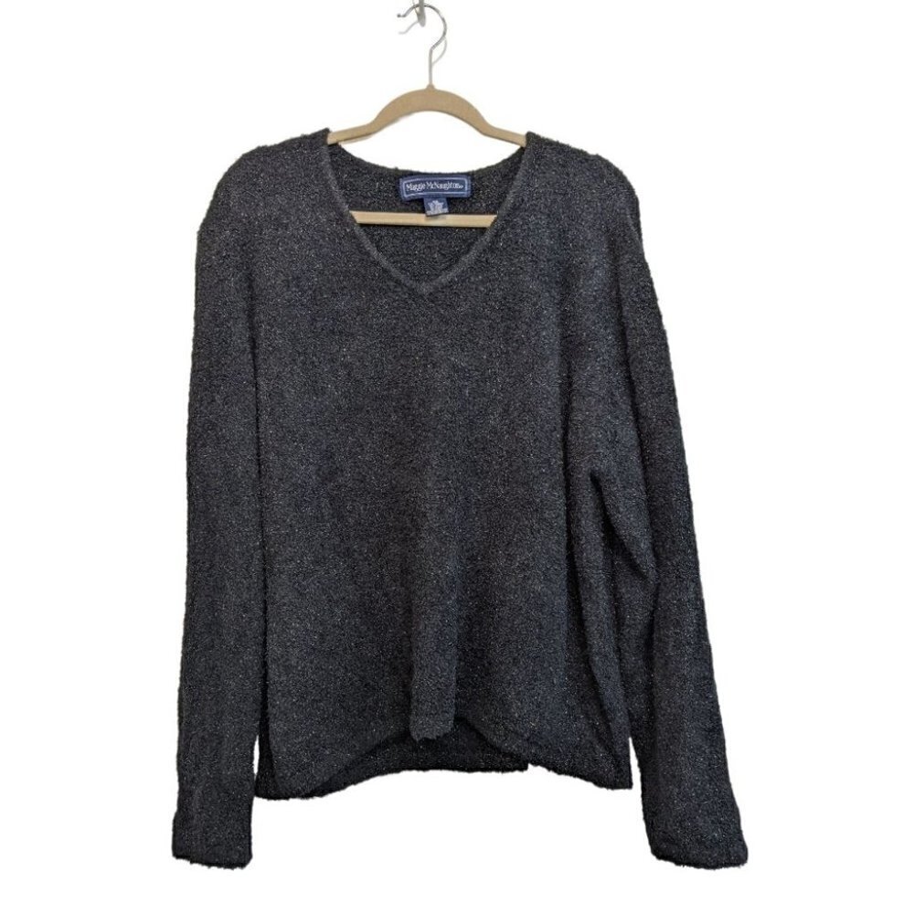 Vintage Maggie McNaughton Black Sparkle Sweater Womens Size 2X